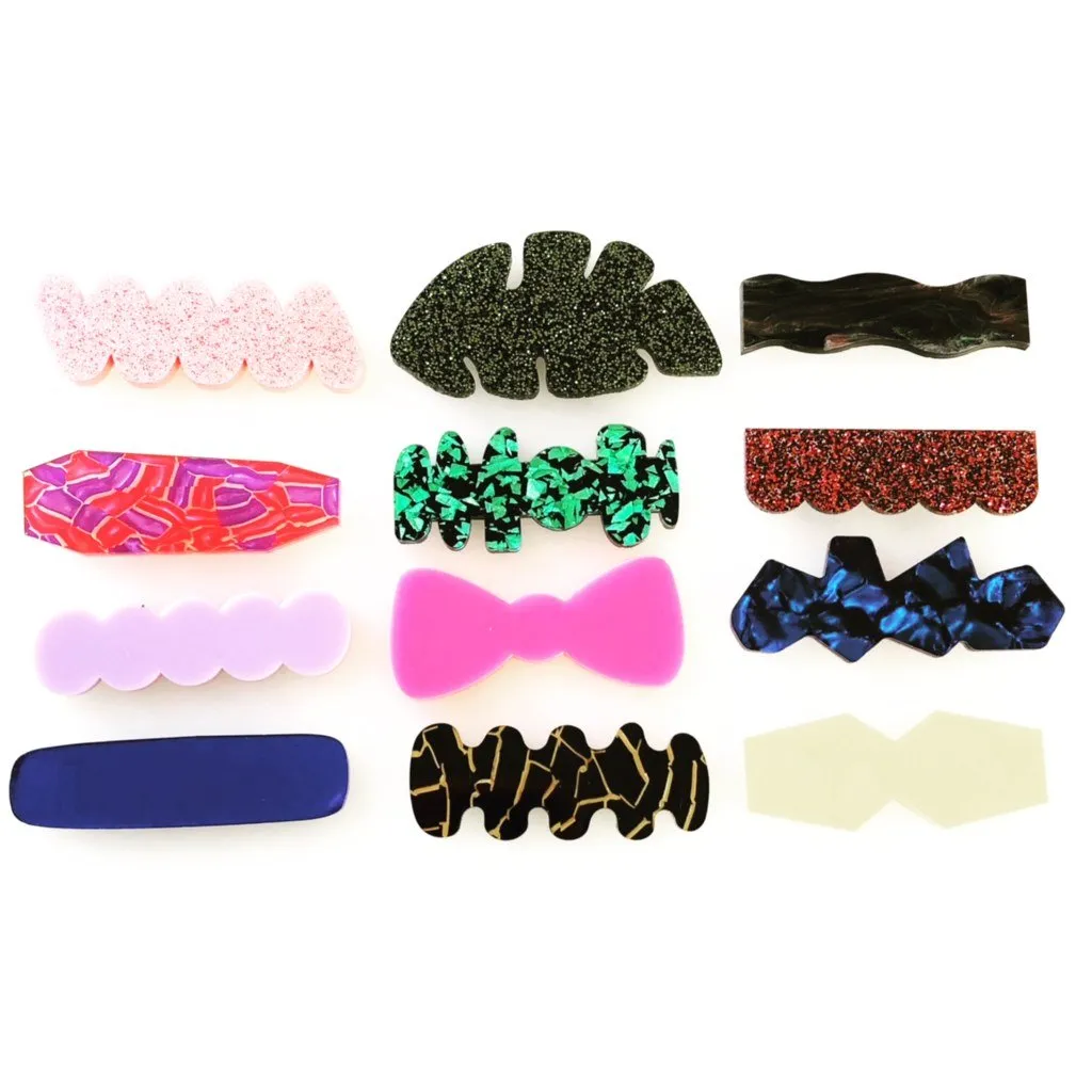 © 2 Pair Hair Clip Cabochons - 13 Assorted Designs