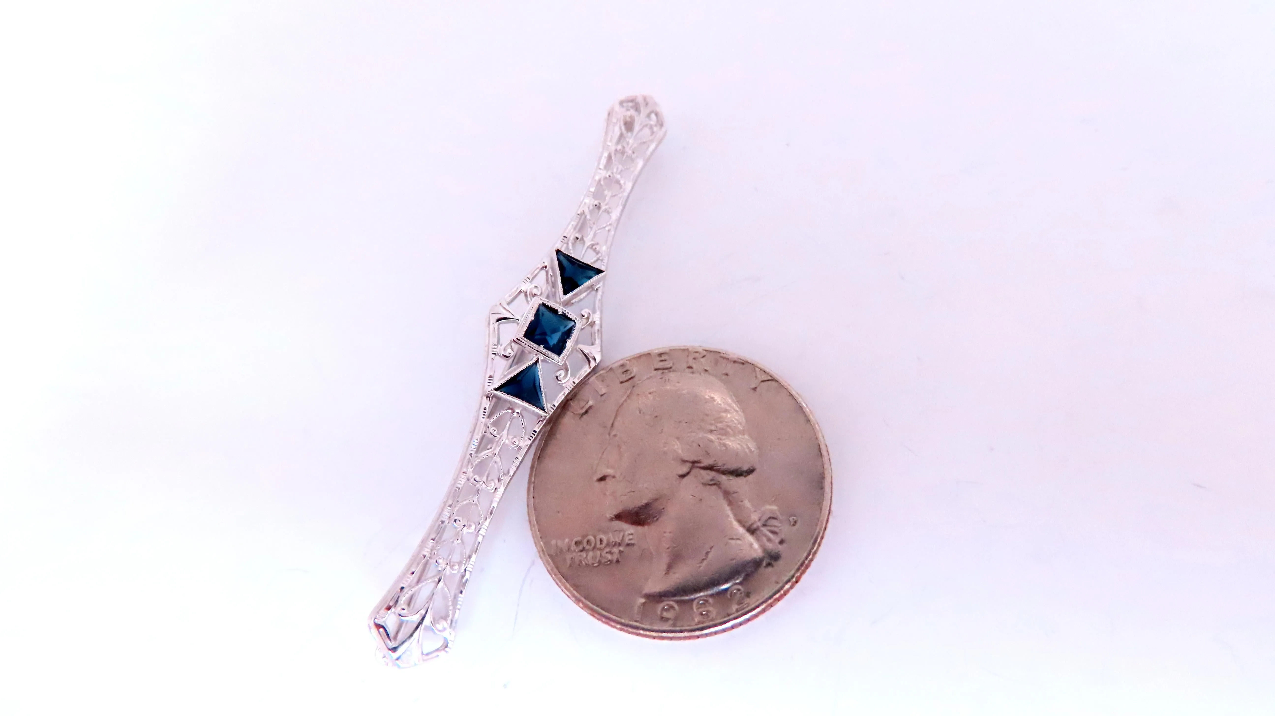 0.60ct Lab Sapphires Edwardian Revisit Deco Pin / Hair Clip 45411
