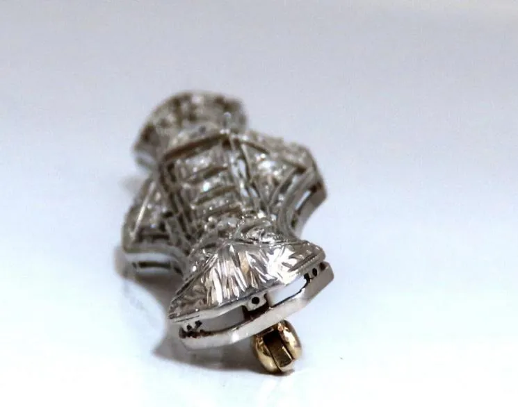 1.30ct Natural Diamonds Platinum Pin Edwardian Deco Vintage Platinum 12310