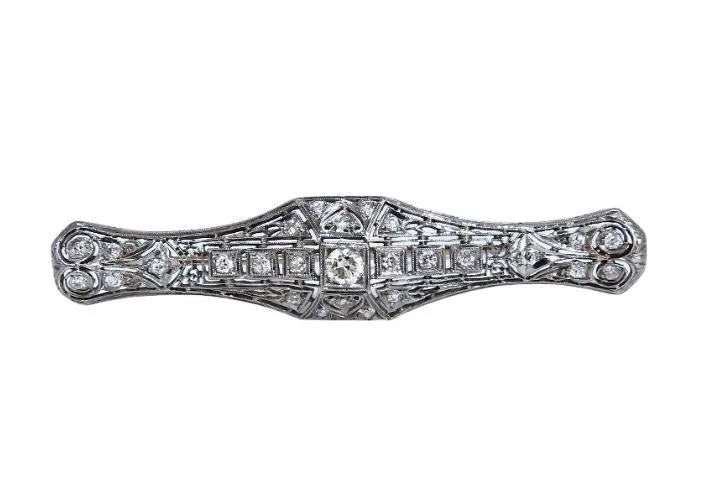 1.30ct Natural Diamonds Platinum Pin Edwardian Deco Vintage Platinum 12310