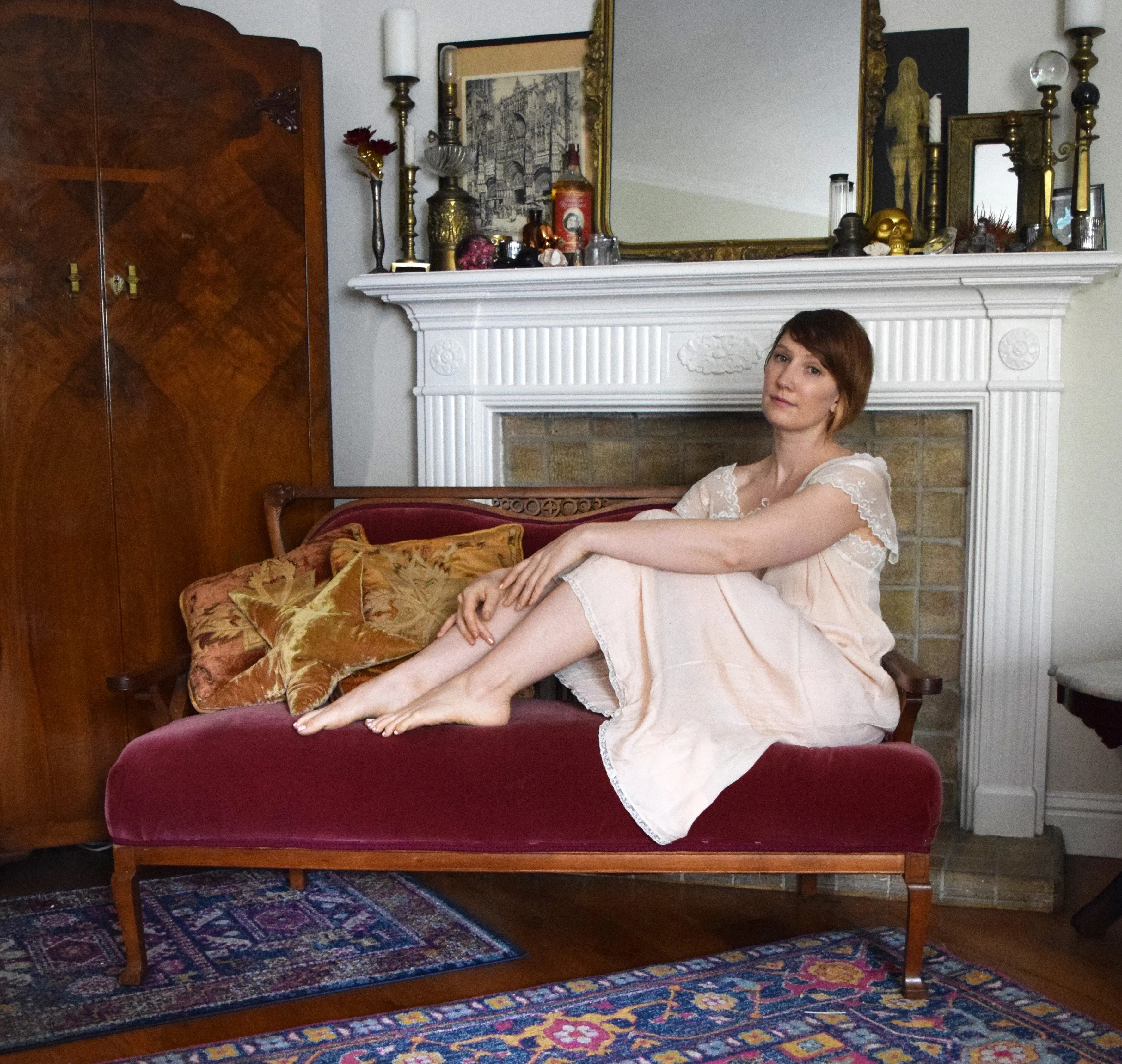 1920s silk chiffon and lace chemise dress . size small to m/l