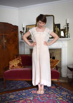 1920s silk chiffon and lace chemise dress . size small to m/l