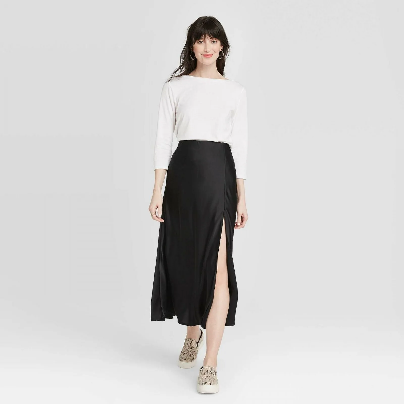 A New Day Women's Slim Fit 3/4 Sleeve Boat Neck T-Shirt