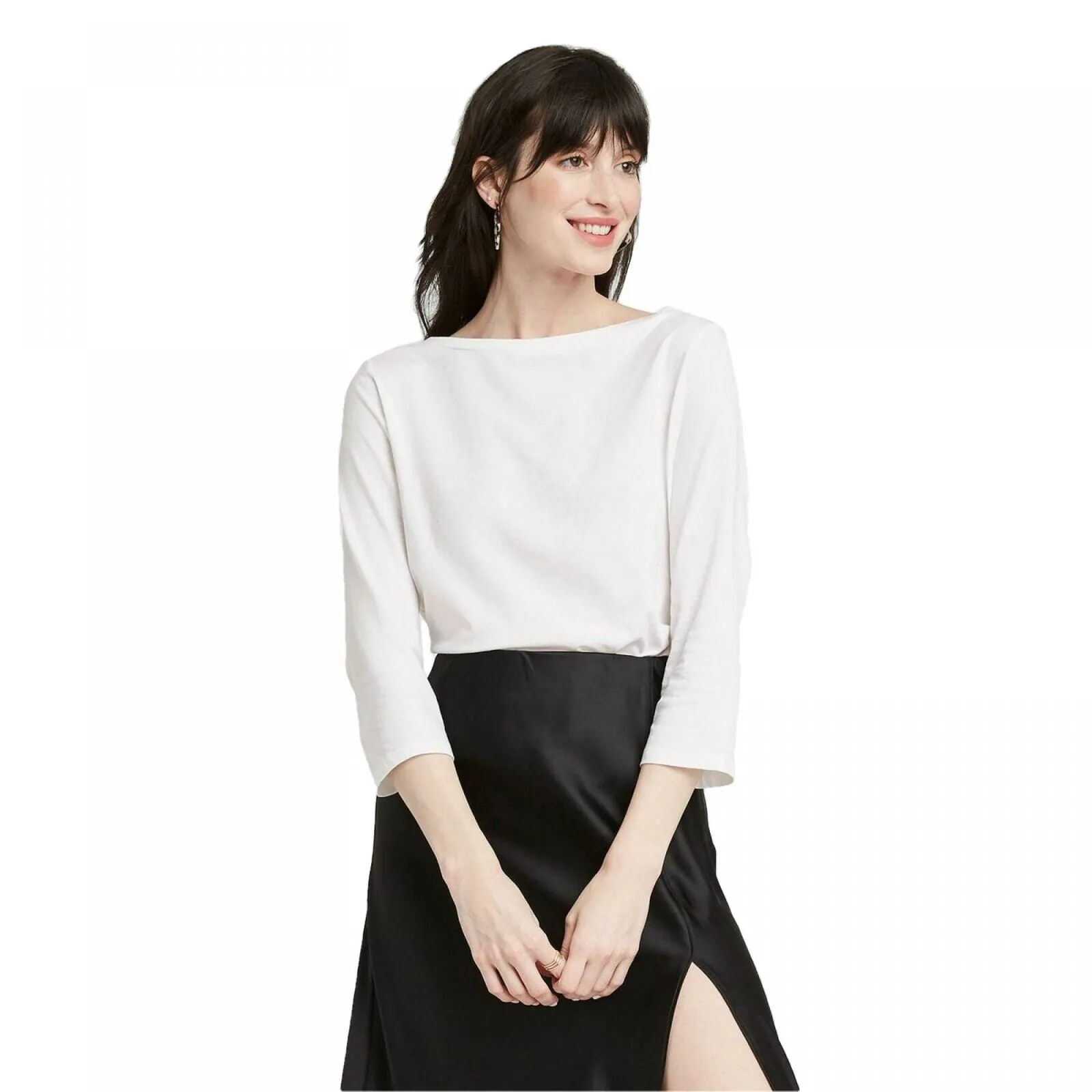 A New Day Women's Slim Fit 3/4 Sleeve Boat Neck T-Shirt