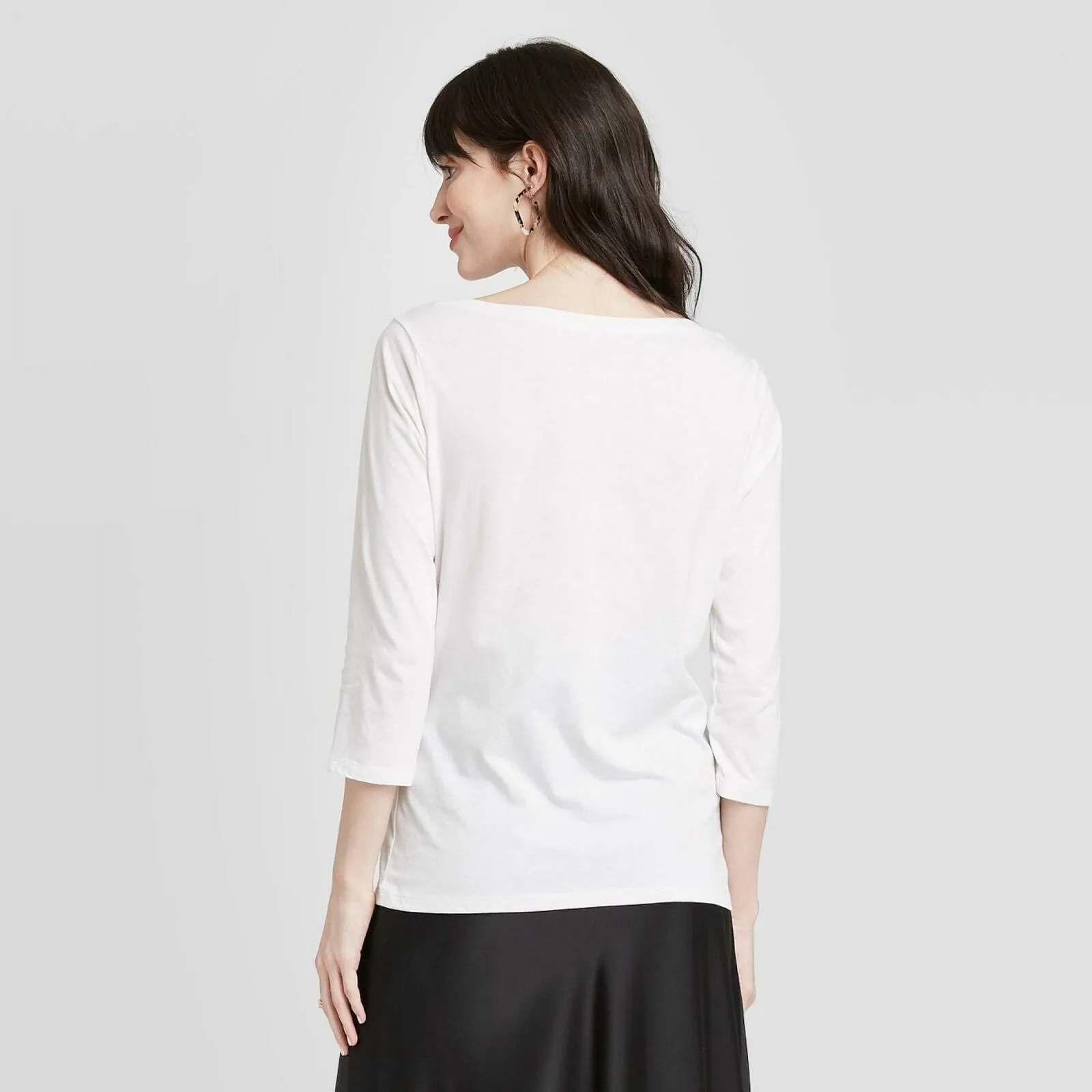 A New Day Women's Slim Fit 3/4 Sleeve Boat Neck T-Shirt