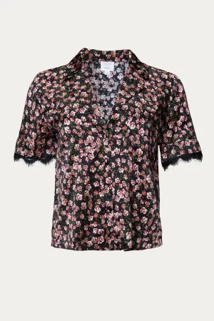 ADELE STRETCH-SILK SATIN PAJAMA TOP