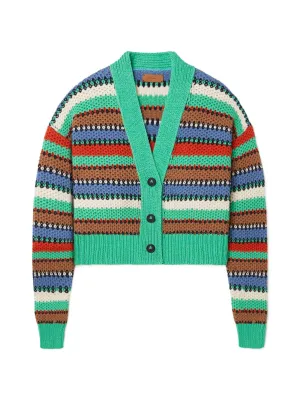 ALANUI SUNNY STRIPES CROPPED CARDIGAN