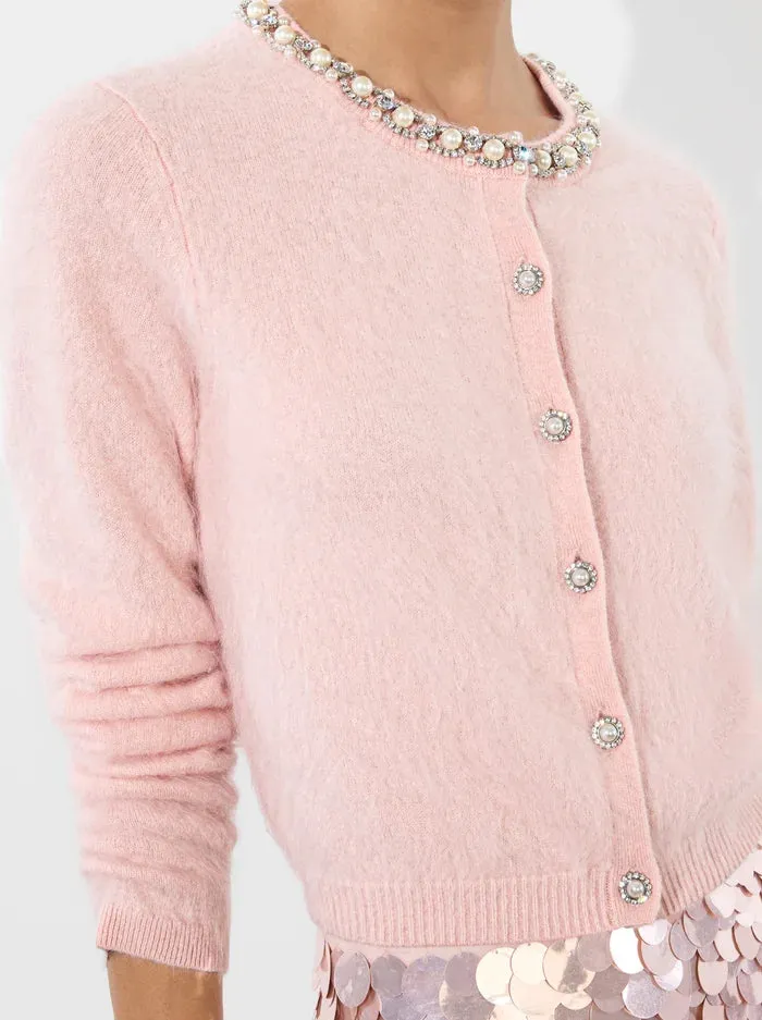 Alice   Olivia Dollie Cashmere Cardigan in Pearl Blush
