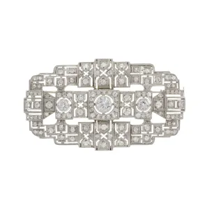 Antique Art Deco Platinum and Diamond Brooch