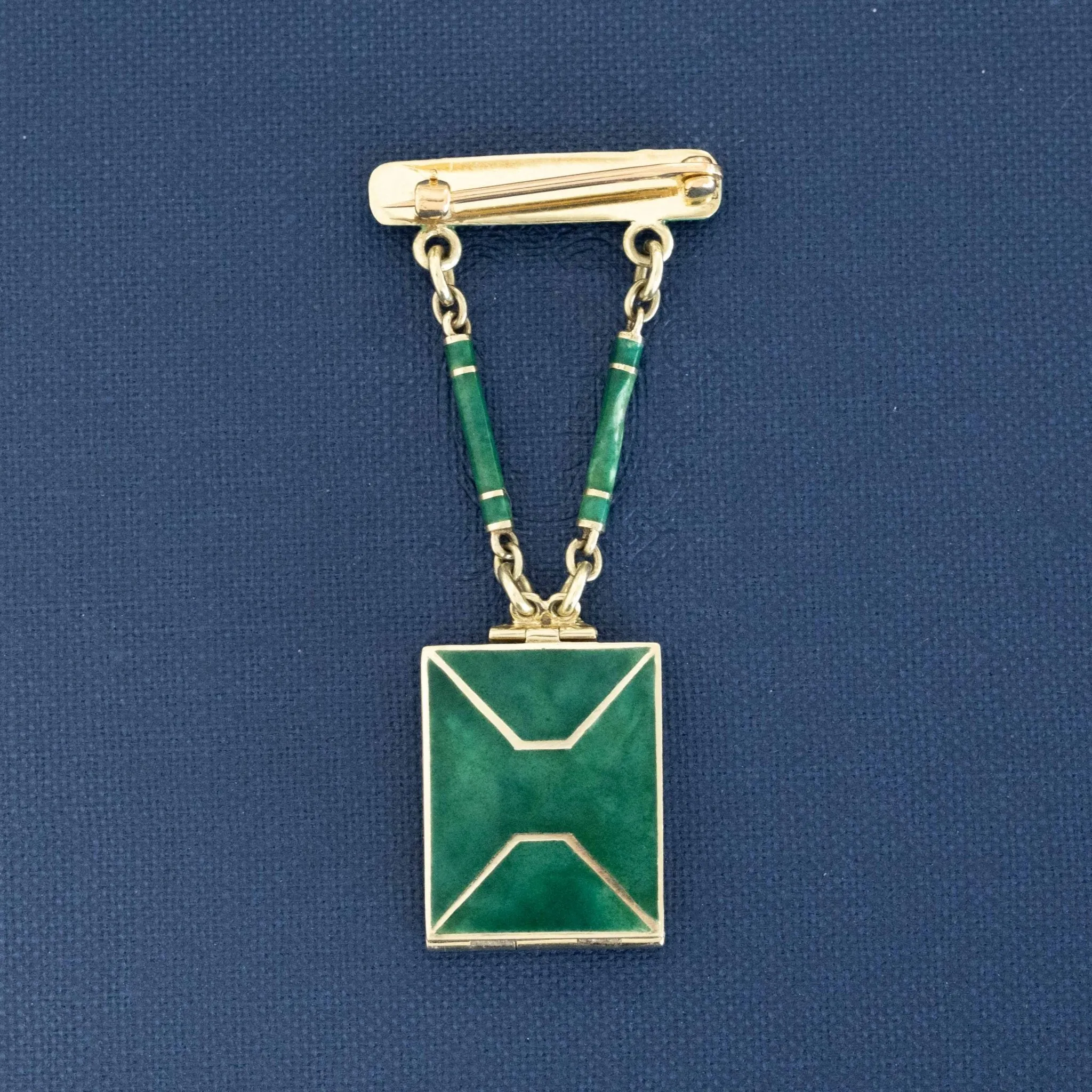 Antique Enamel Locket Brooch