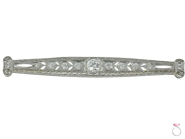 Art Deco 1.60ctw Diamond Bar Pin Brooch in Platinum