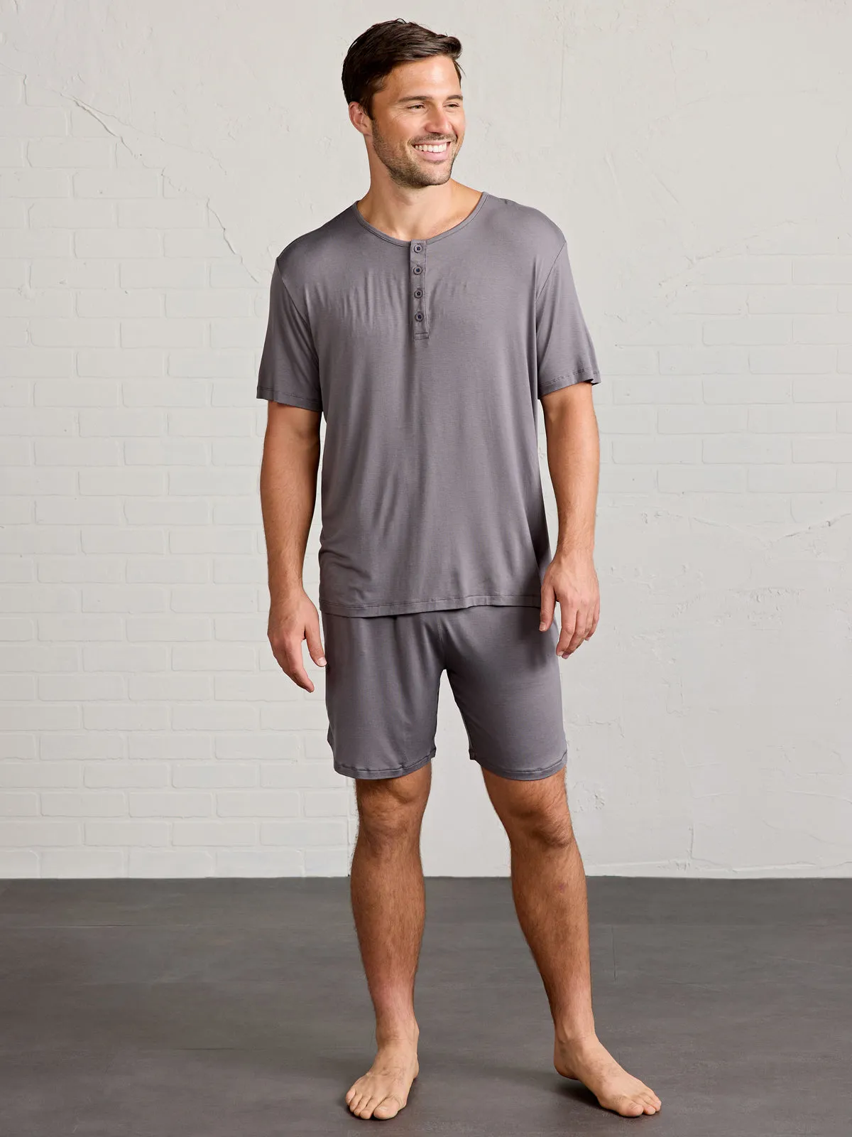 Bamboo Silk Sleep Short Sleeve Henley
