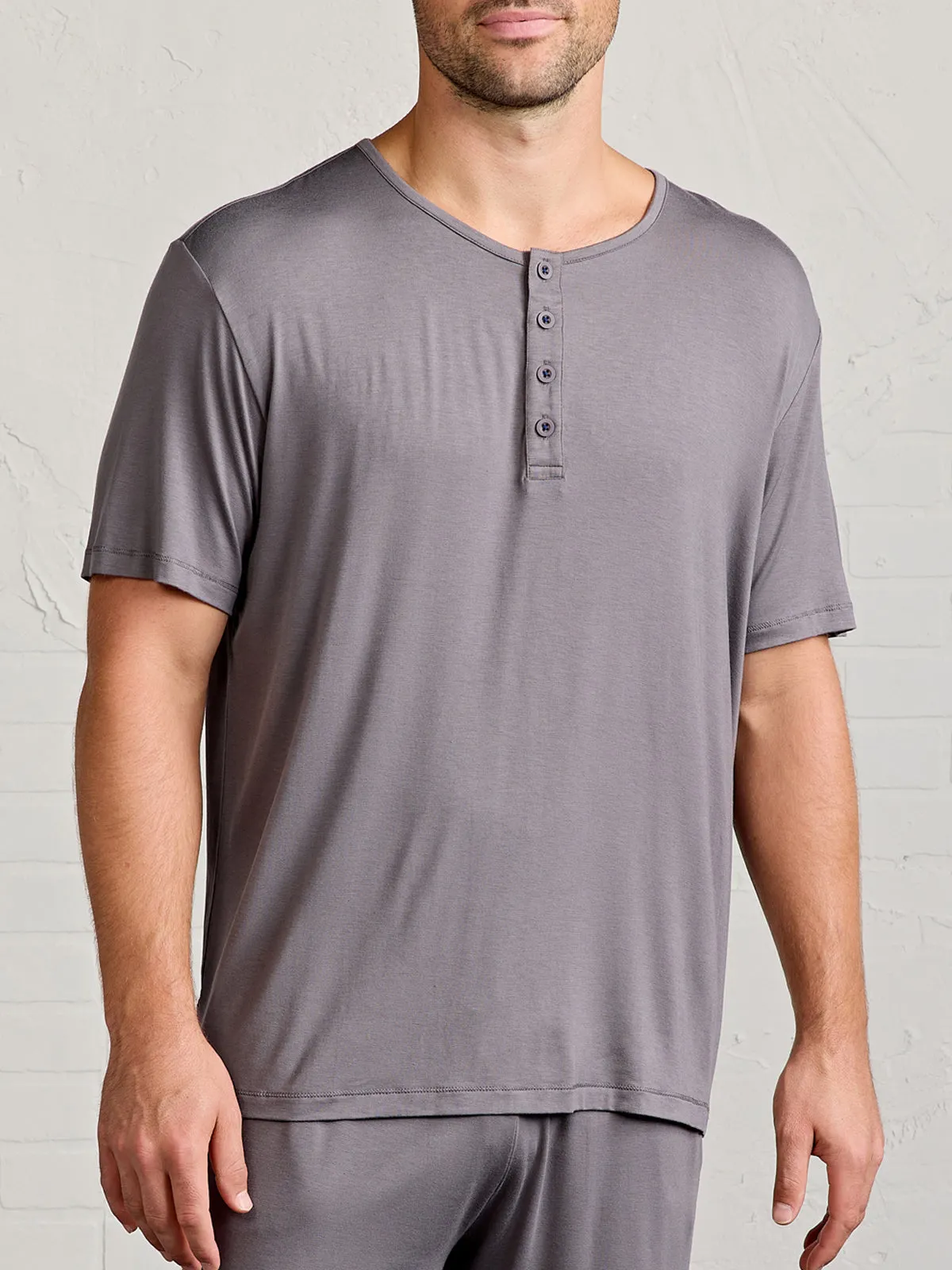 Bamboo Silk Sleep Short Sleeve Henley