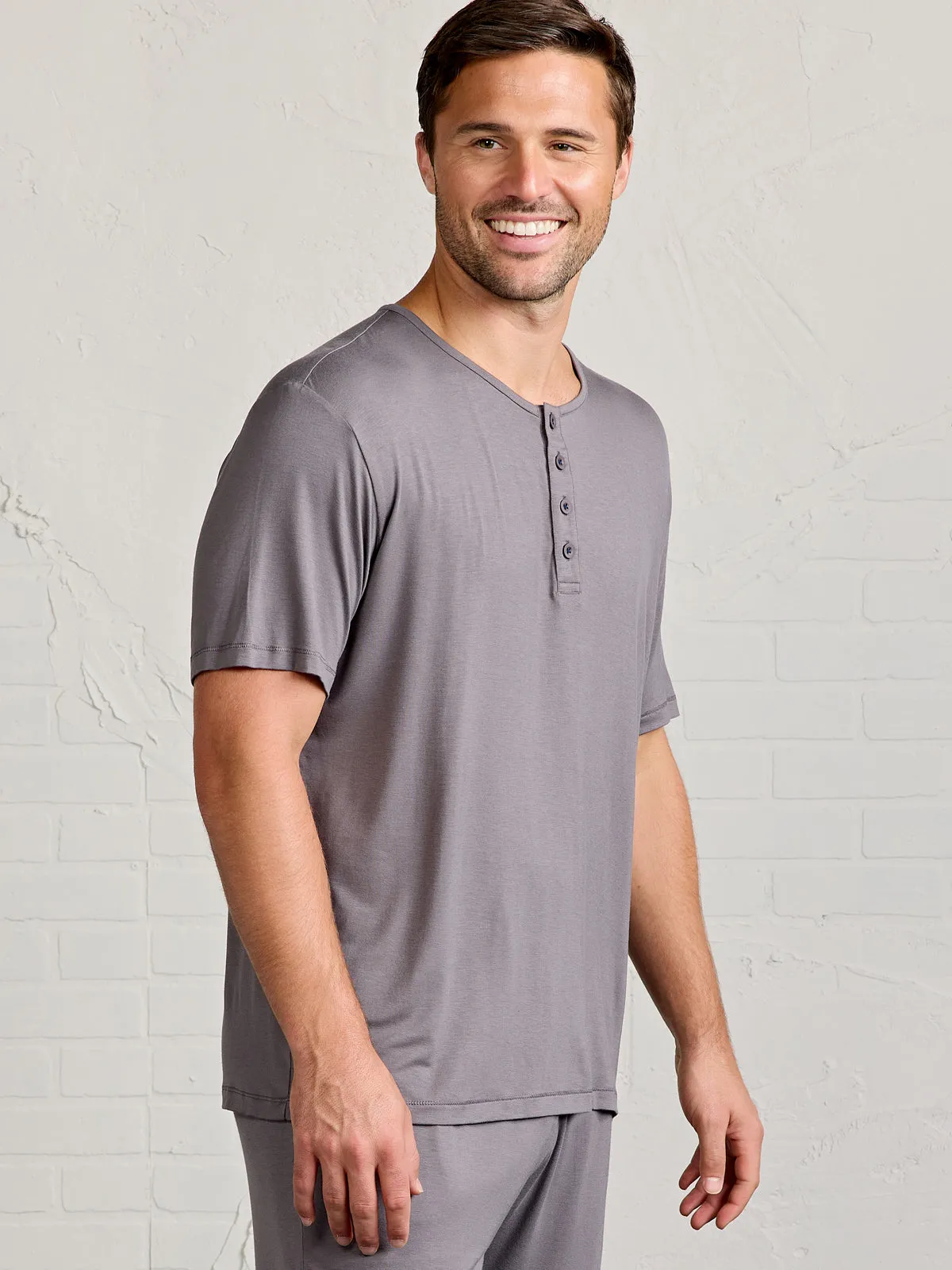 Bamboo Silk Sleep Short Sleeve Henley