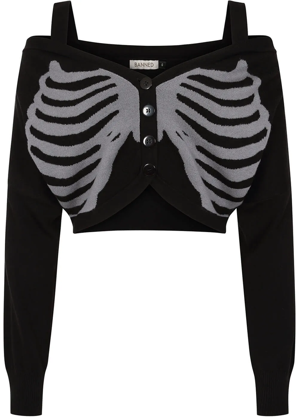 Banned Alternative Ligeia Skeleton Cardigan Black
