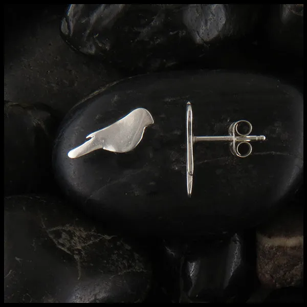 Bird Post Earrings in Sterling Silver