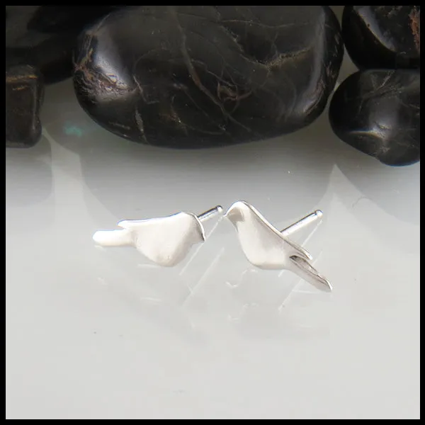 Bird Post Earrings in Sterling Silver