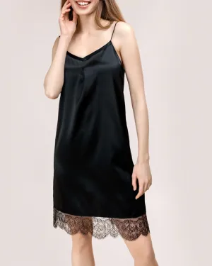 Black Silk Slip With Lace