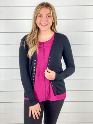 Black Snap Button Cardigan - Restocked!!