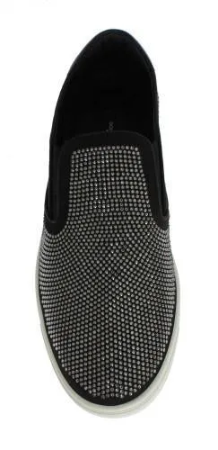 Black Strass Canvas Logo Sneakers