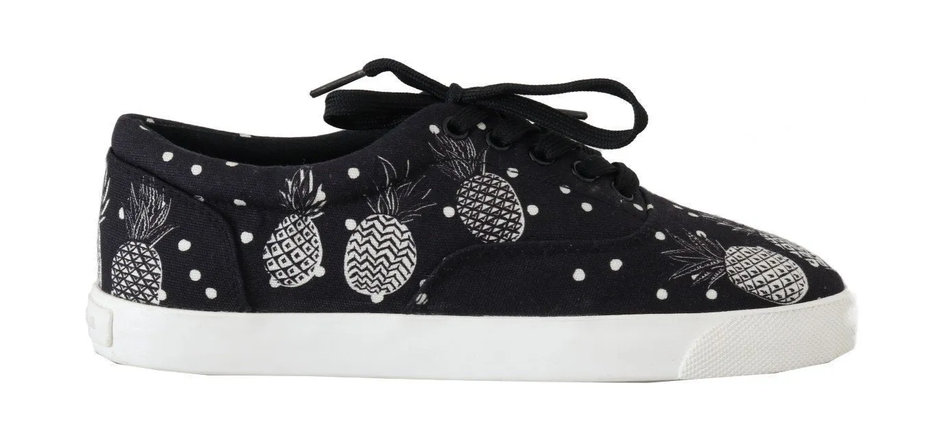 Black White Pineapple Canvas Sneakers