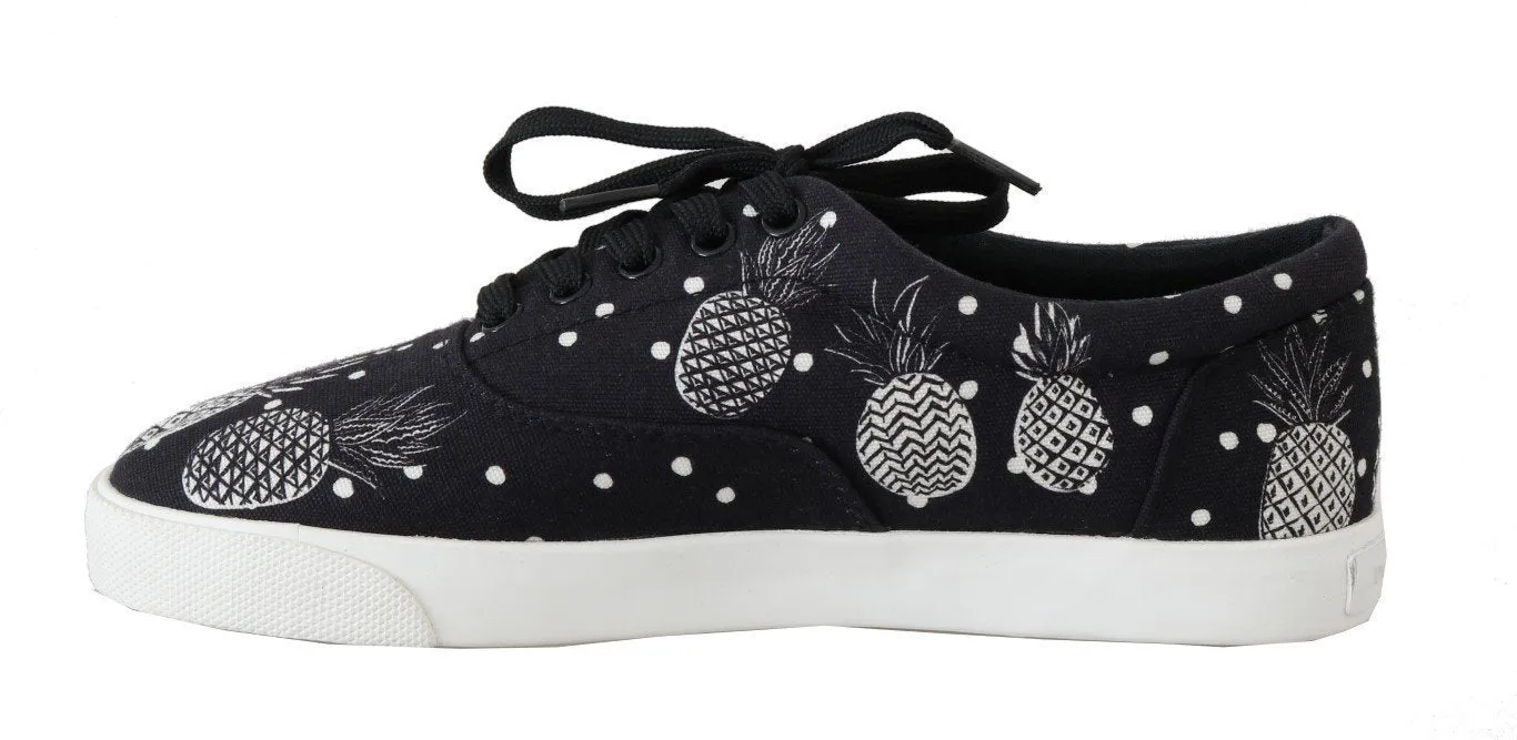 Black White Pineapple Canvas Sneakers