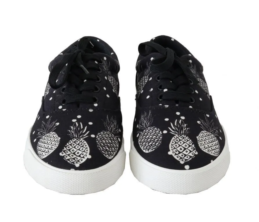 Black White Pineapple Canvas Sneakers