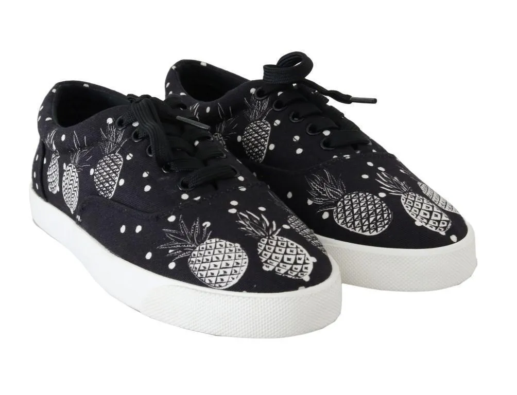 Black White Pineapple Canvas Sneakers