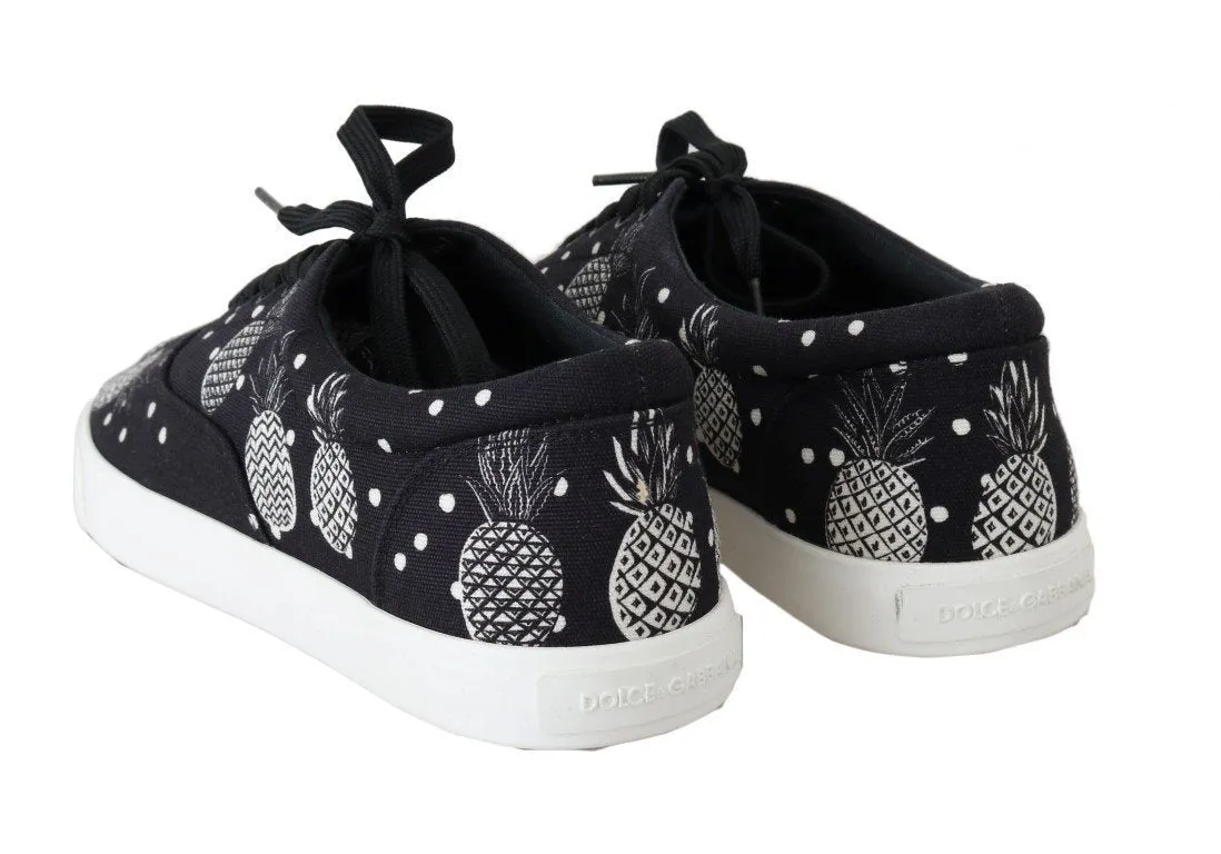 Black White Pineapple Canvas Sneakers