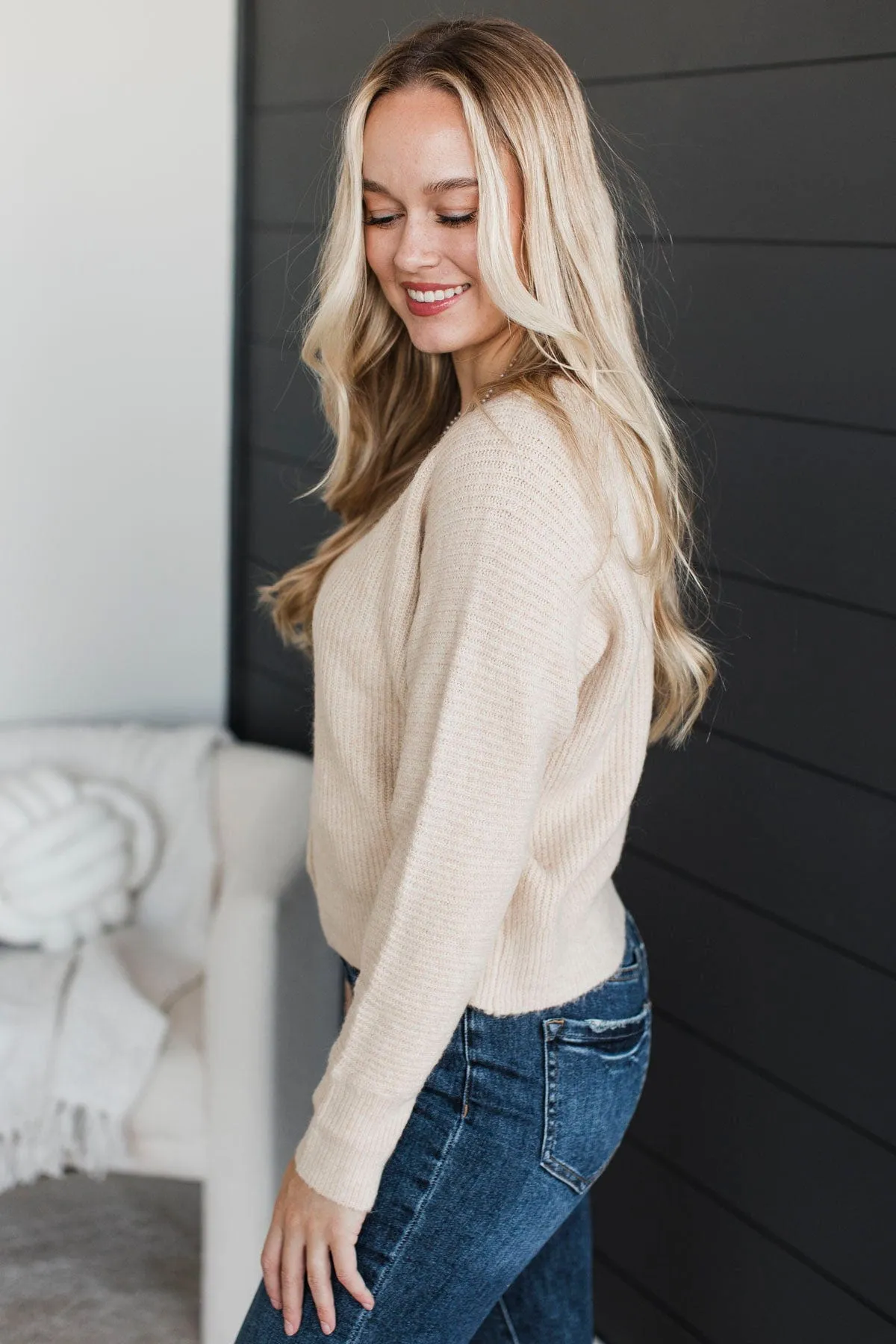 Blissful Memories Knit Button Cardigan- Oatmeal