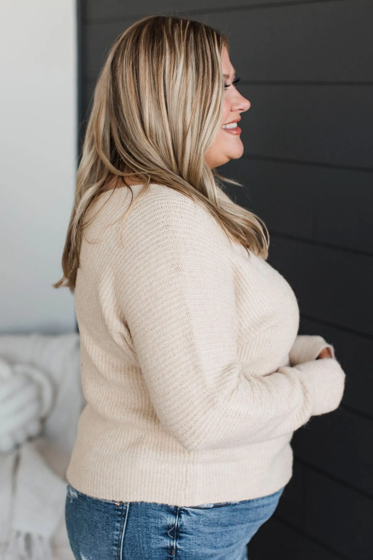 Blissful Memories Knit Button Cardigan- Oatmeal