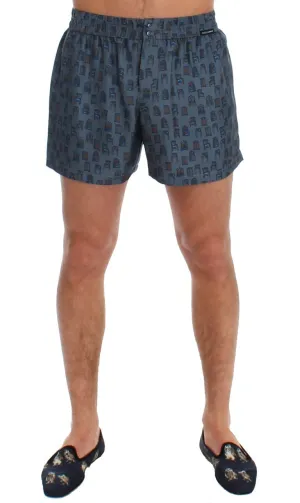 Blue Chair Print SILK Pajama Shorts