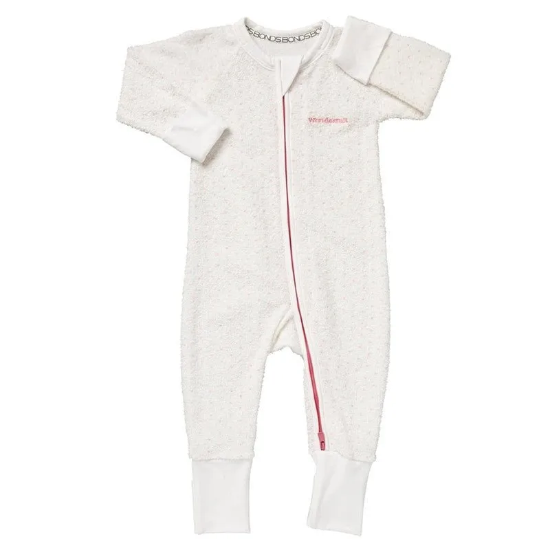 BONDS Poodlette Zip Wondersuit - White & Hyper Bloom Spot