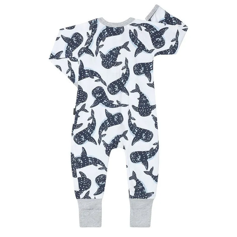 BONDS Zip Wondersuit Romper - Whale Shark White