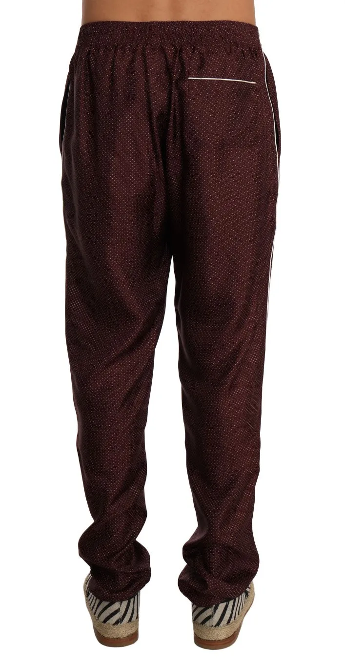 Bordeaux Dotted Silk Pajama Pants
