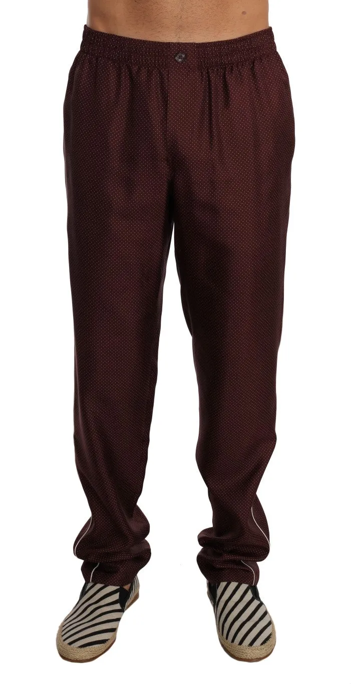 Bordeaux Dotted Silk Pajama Pants