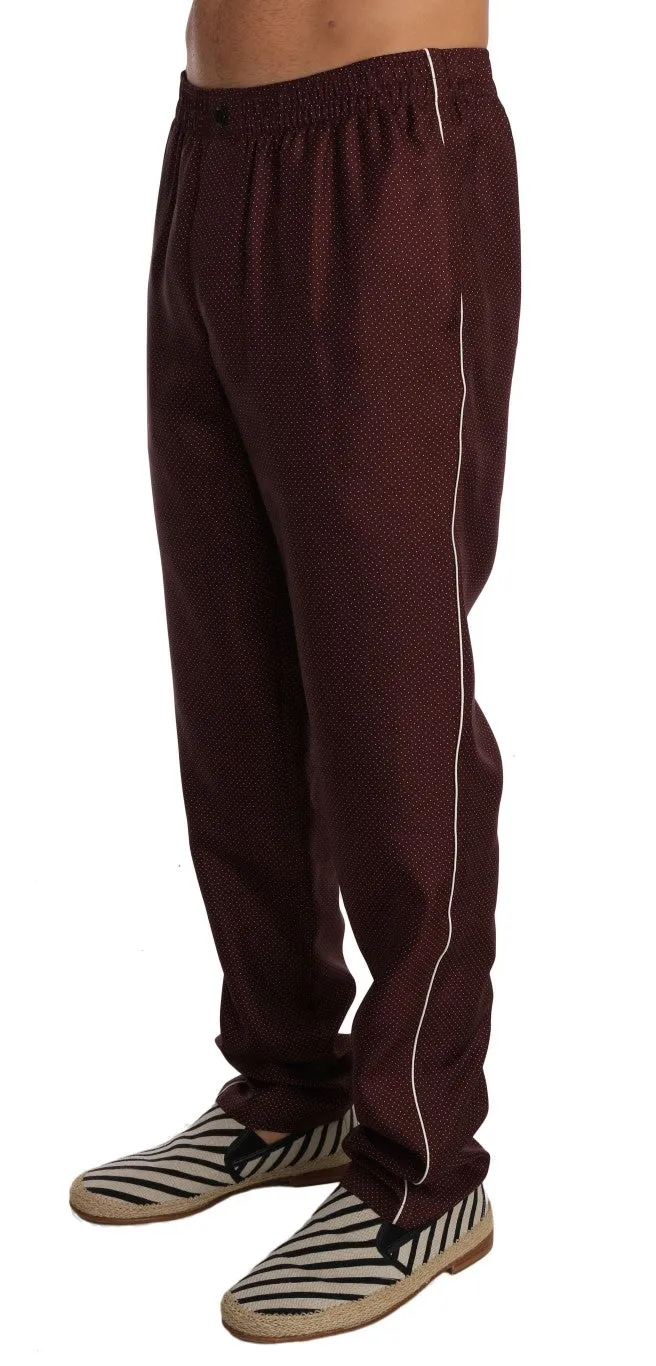 Bordeaux Dotted Silk Pajama Pants