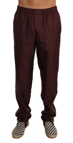Bordeaux Dotted Silk Pajama Pants