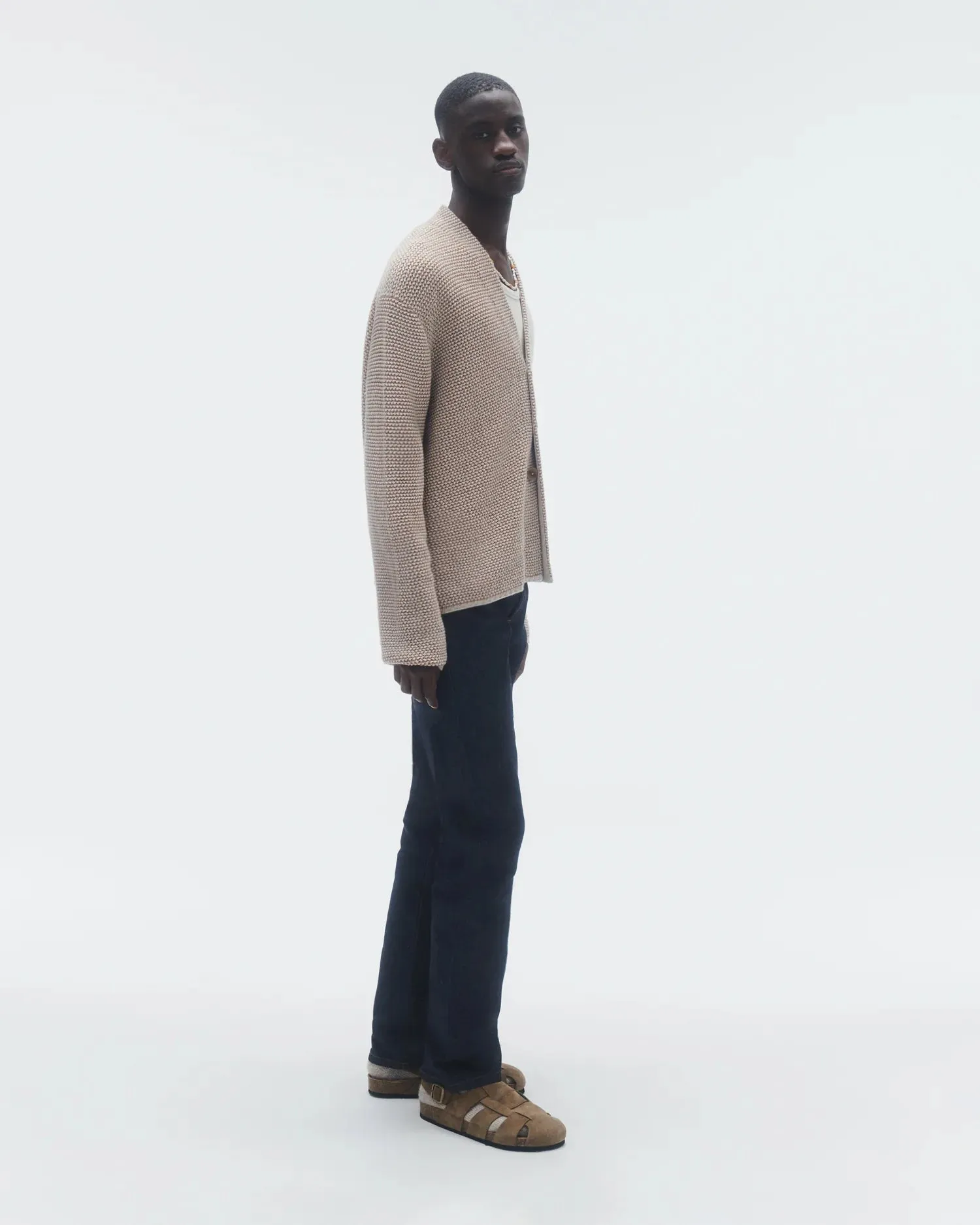 Boucle Everywear Cardigan in Almond/Oatmilk