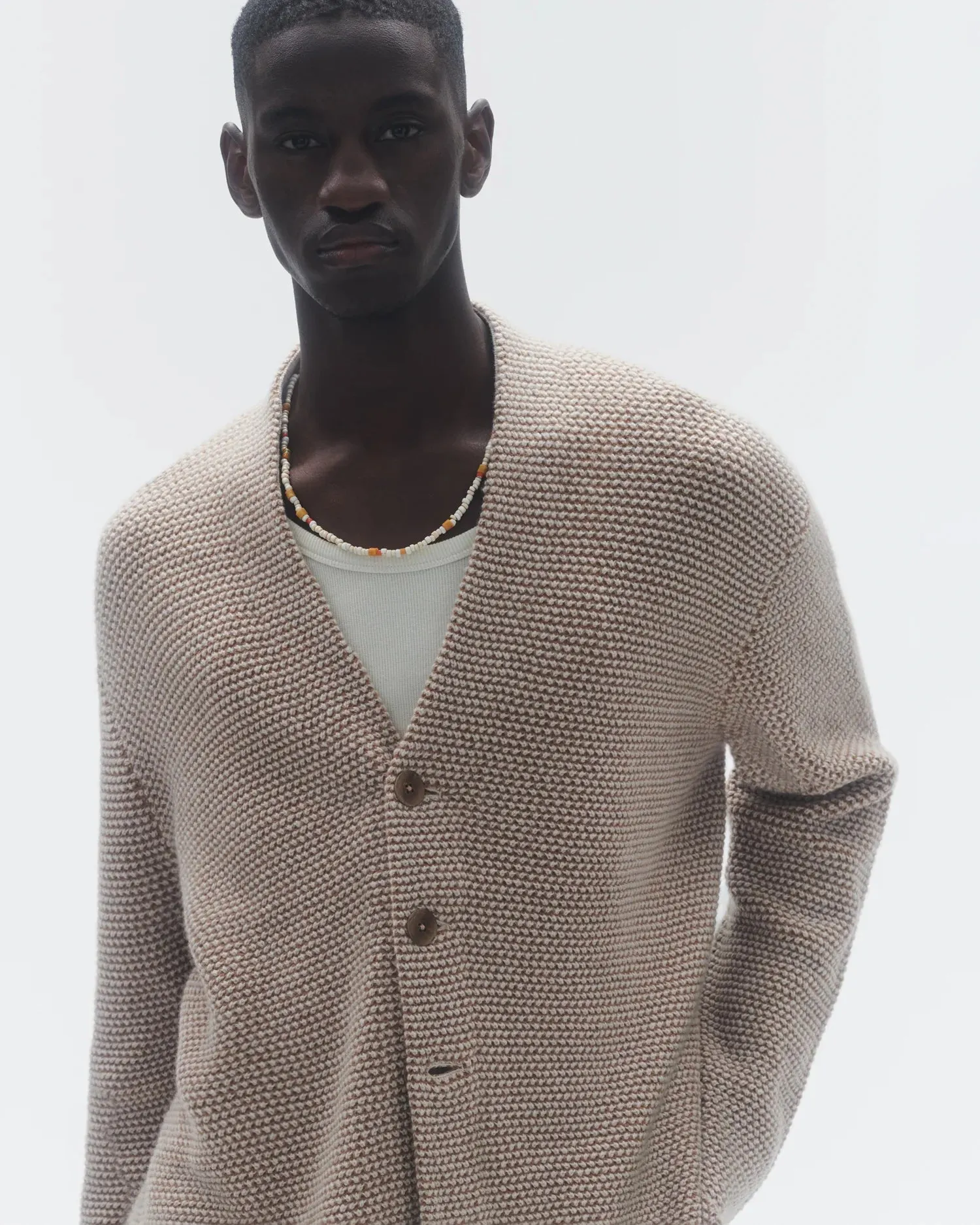 Boucle Everywear Cardigan in Almond/Oatmilk