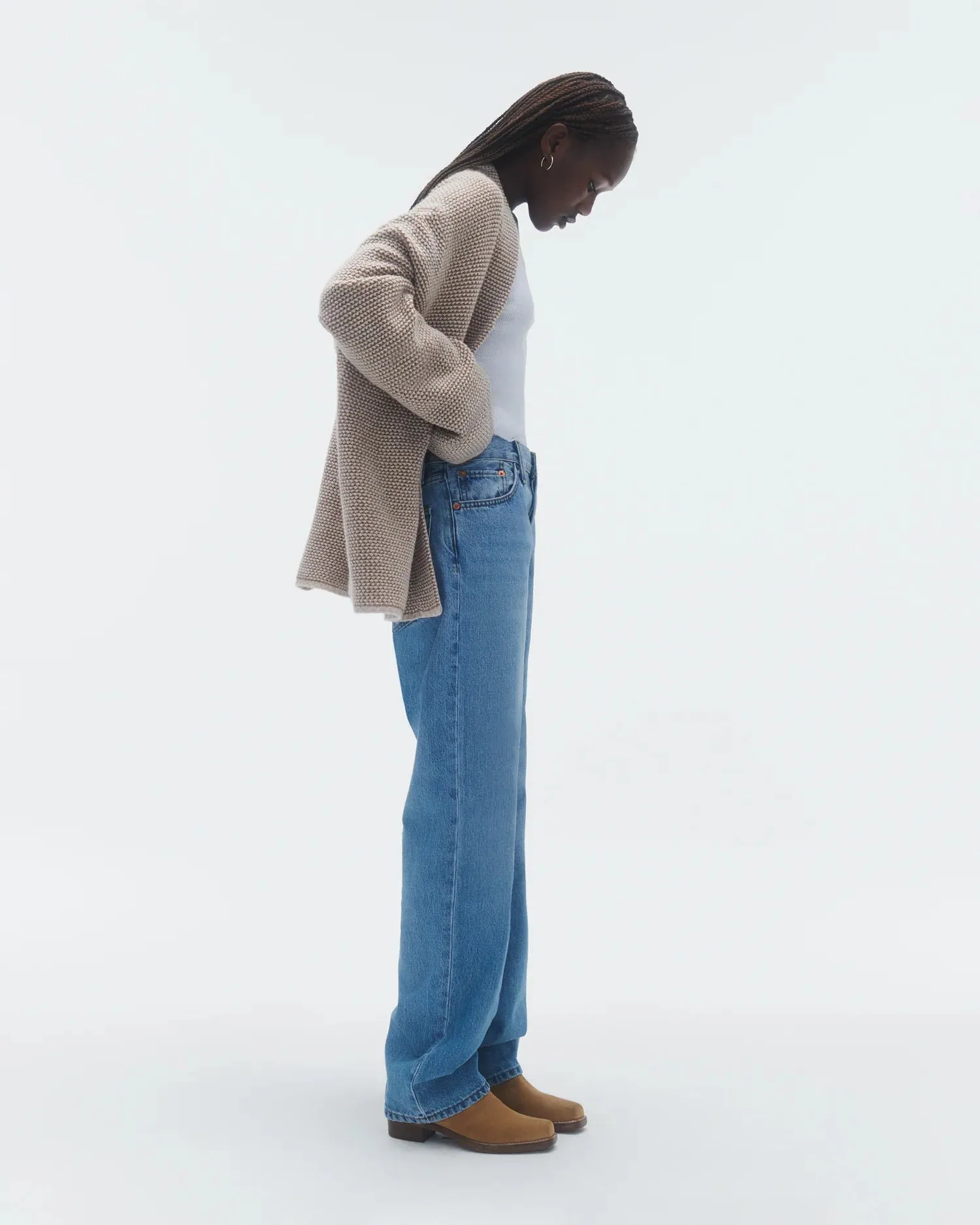 Boucle Everywear Cardigan in Almond/Oatmilk