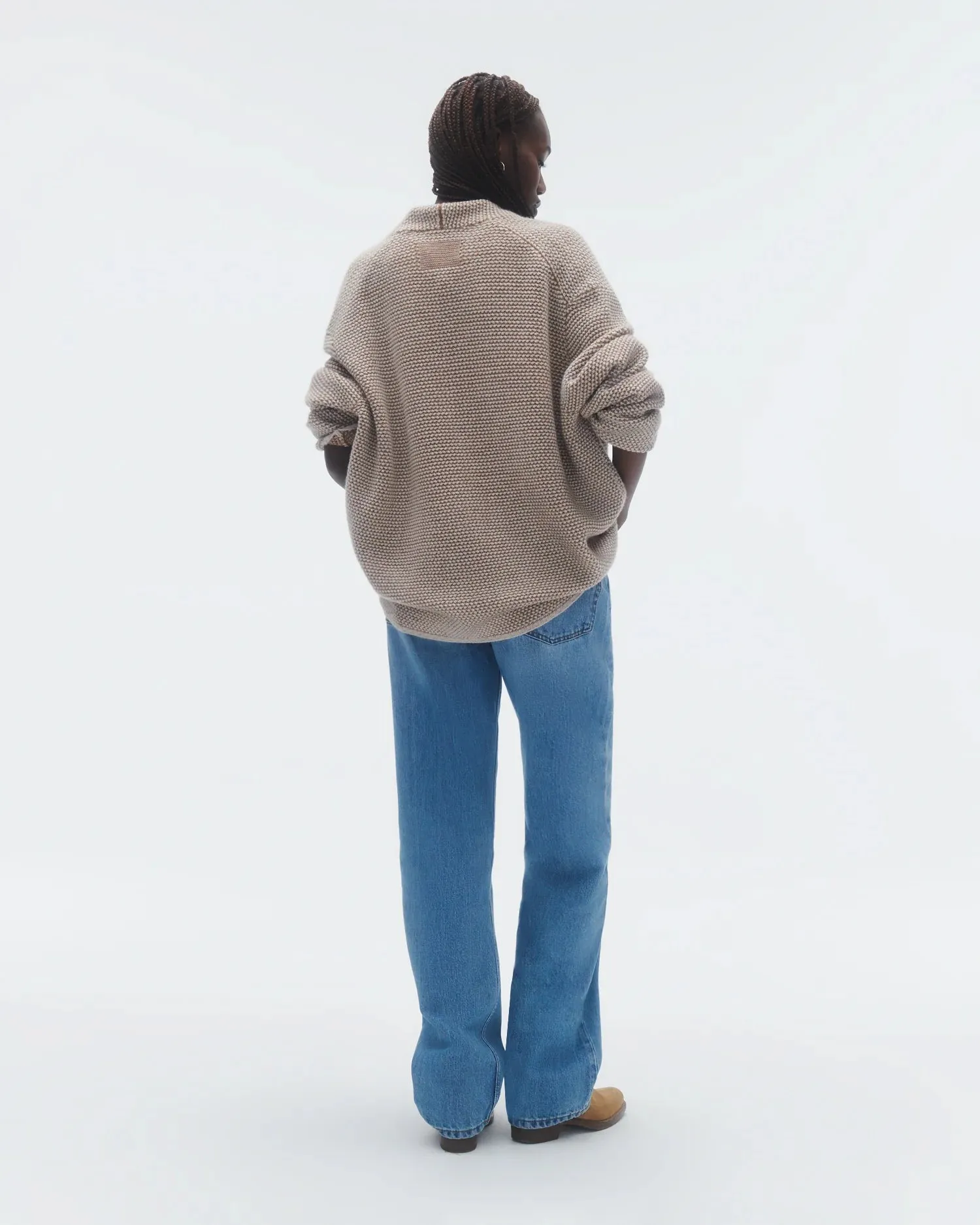 Boucle Everywear Cardigan in Almond/Oatmilk