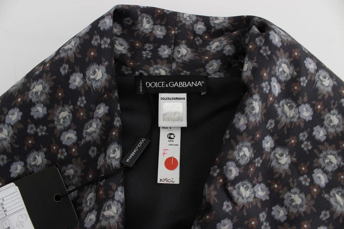 Brown Floral Print Silk Sleepwear Robe
