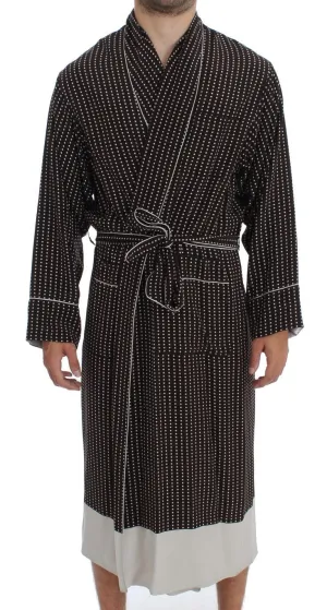 Brown Silver SILK Robe Sleepwear Nightgown