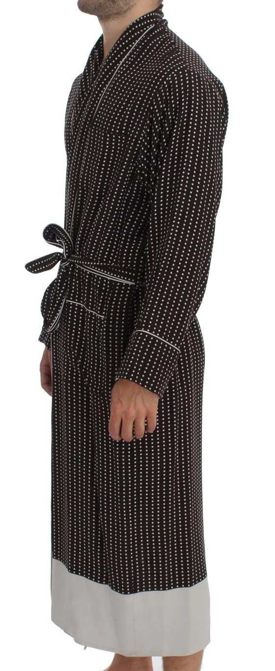 Brown Silver SILK Robe Sleepwear Nightgown