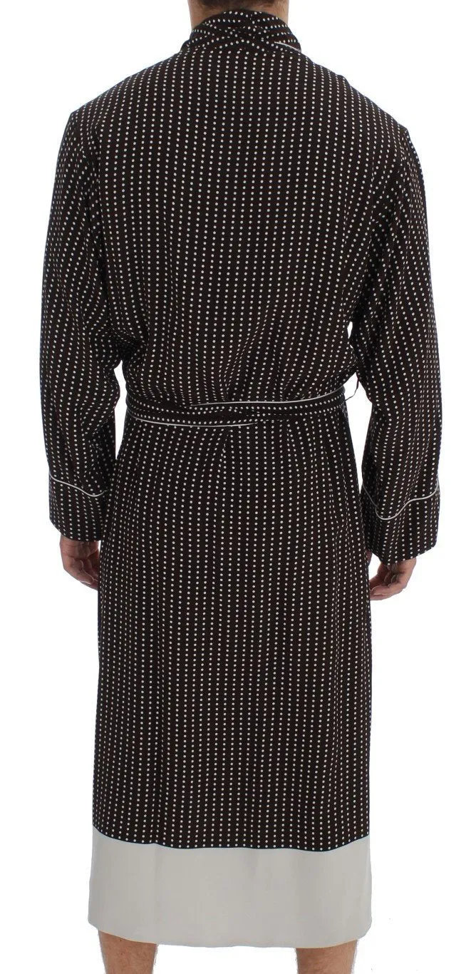 Brown Silver SILK Robe Sleepwear Nightgown