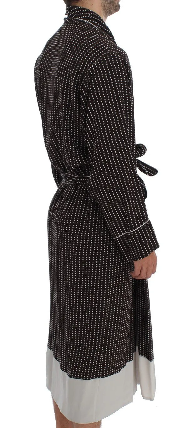 Brown Silver SILK Robe Sleepwear Nightgown