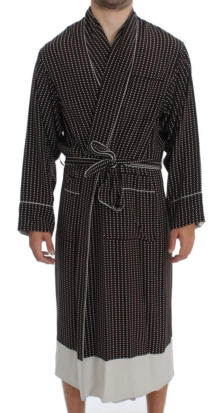 Brown Silver SILK Robe Sleepwear Nightgown