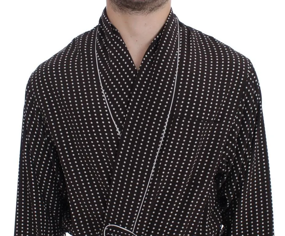 Brown Silver SILK Robe Sleepwear Nightgown