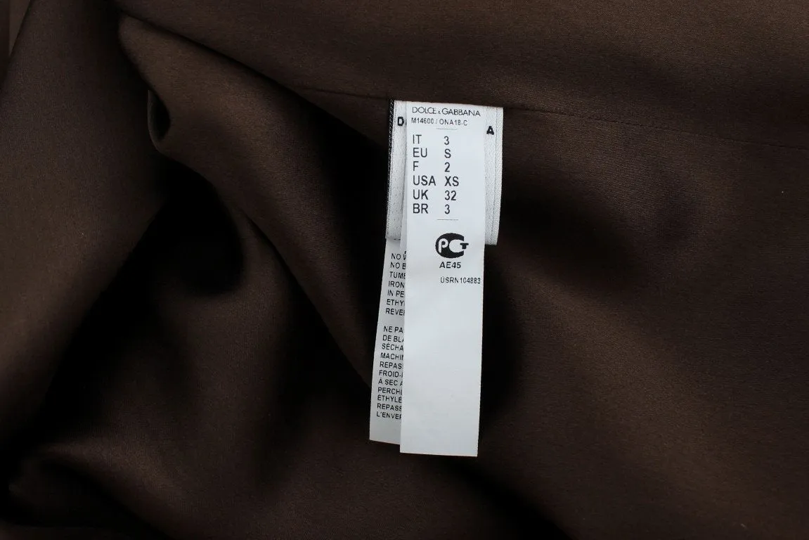 Brown Striped Silk Sleepwear Robe